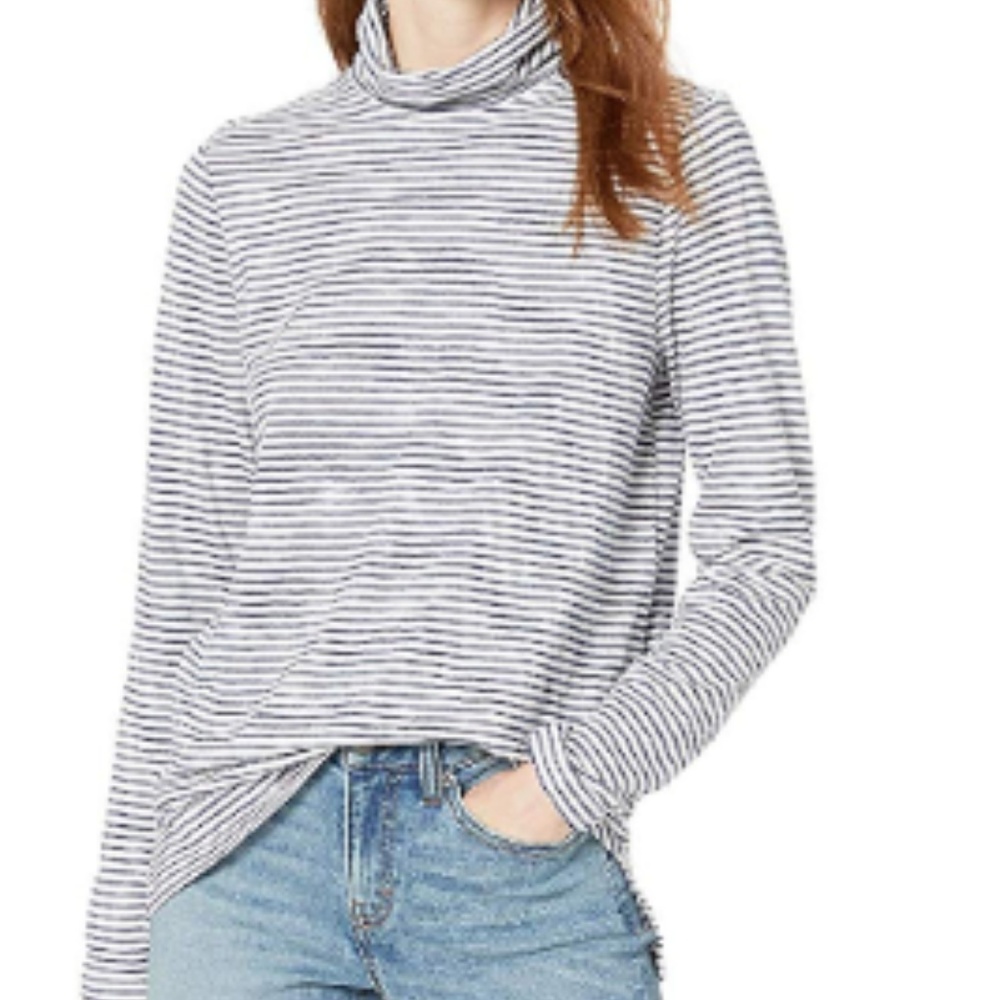 Vintage Styled Cotton Turtleneck T-Shirt